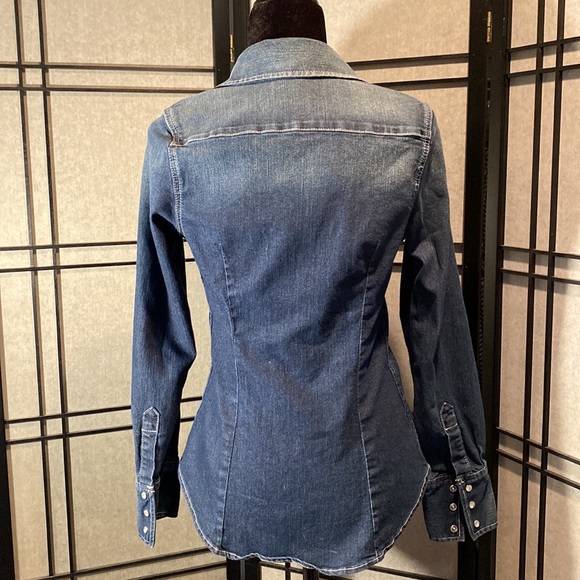 Express distressed denim button down- size small - Picture 3 of 9